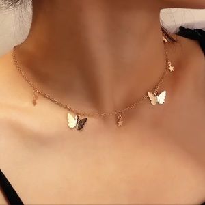2/$10 NEW! Bufferfly Charm Necklace Star Dainty Cute Boho